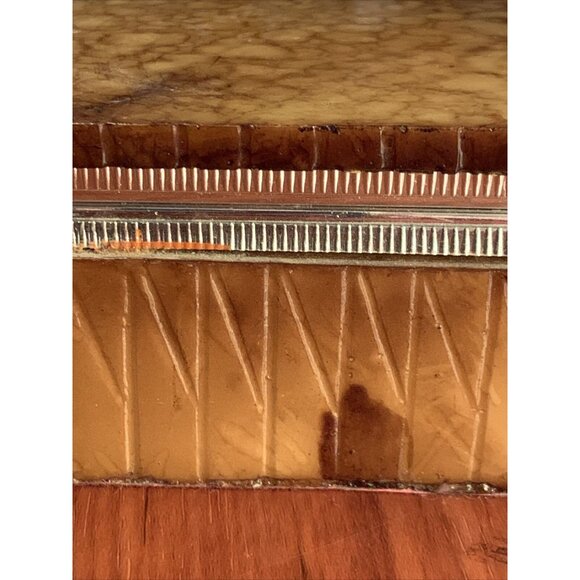 Vintage Italian Marble Tortoiseshell Look Hinged Box Silver-Tone Trim Jewelry Tr - Picture 6 of 16